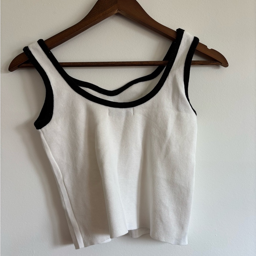 Chanel White Tank Top with Black Trim - Picture 2 of 5